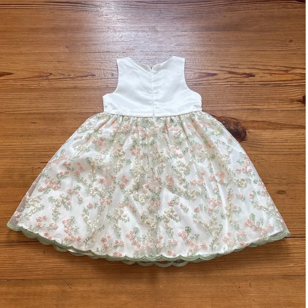 American Princess Dress Kids‎ White Floral Pearl Embroidered Party SIZE 3T